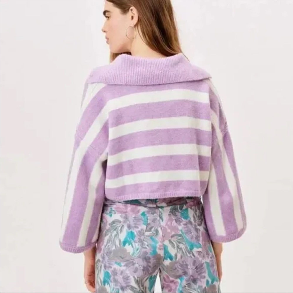 NWOT FOR LOVE & LEMONS Maud Boxy Crop Sweater in Purple - Picture 2 of 3
